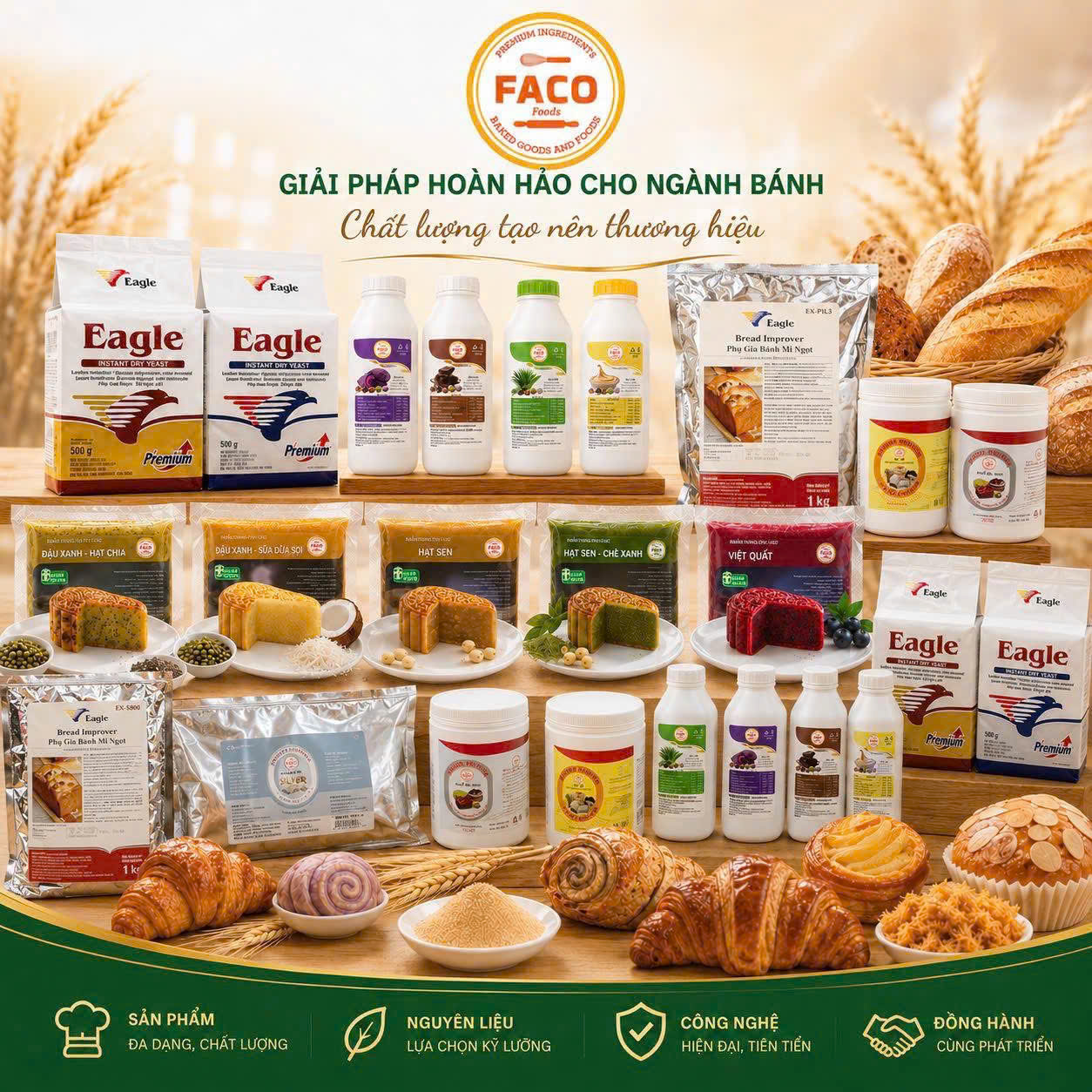 Các nhóm nguyên liệu, phụ gia làm bánh FACO Foods