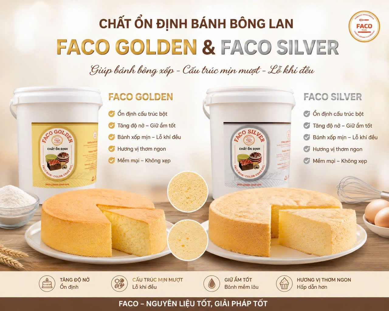 Chất ổn định bánh bông lan FACO