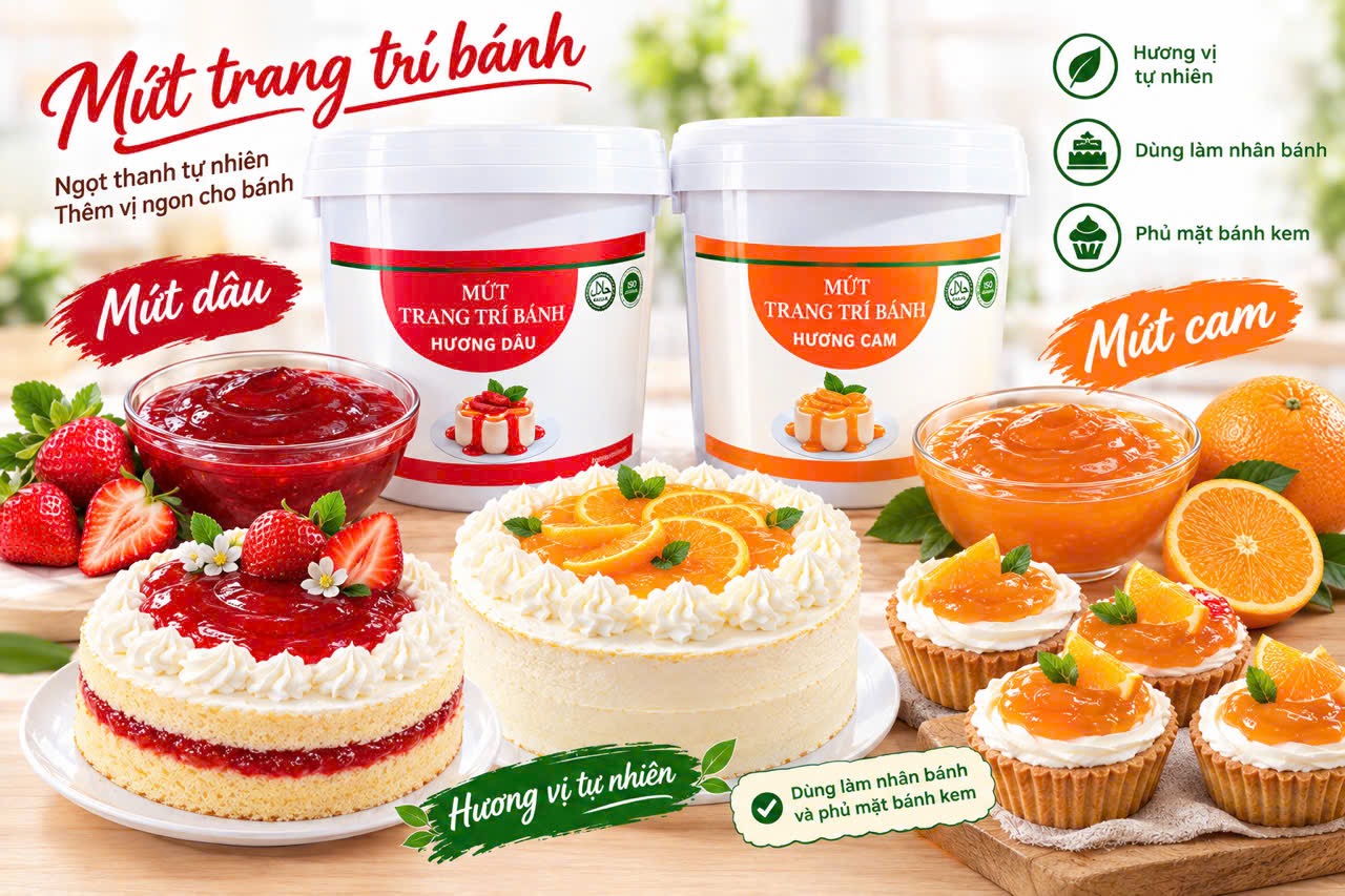 Mứt trái cây làm nhân và trang trí bánh